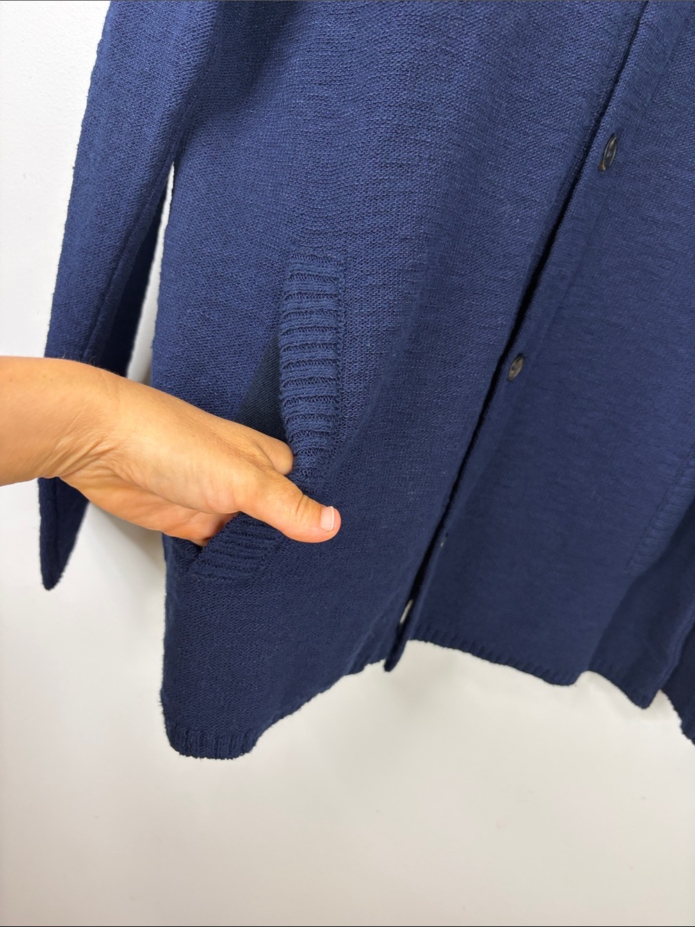 Maurizio Baldassari Sweater Mens 52 US Large Navy Blue Cotton Knit Cardigan Polo - Picture 7 of 14